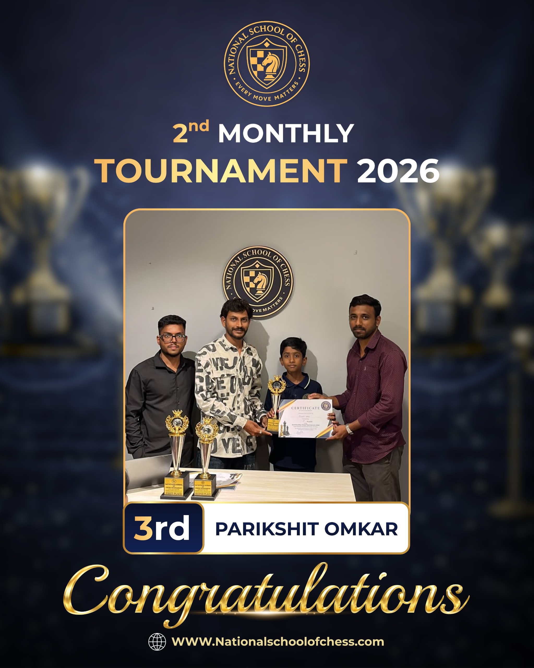 Parikshit Omkar receiving 3rd place trophy and certificate