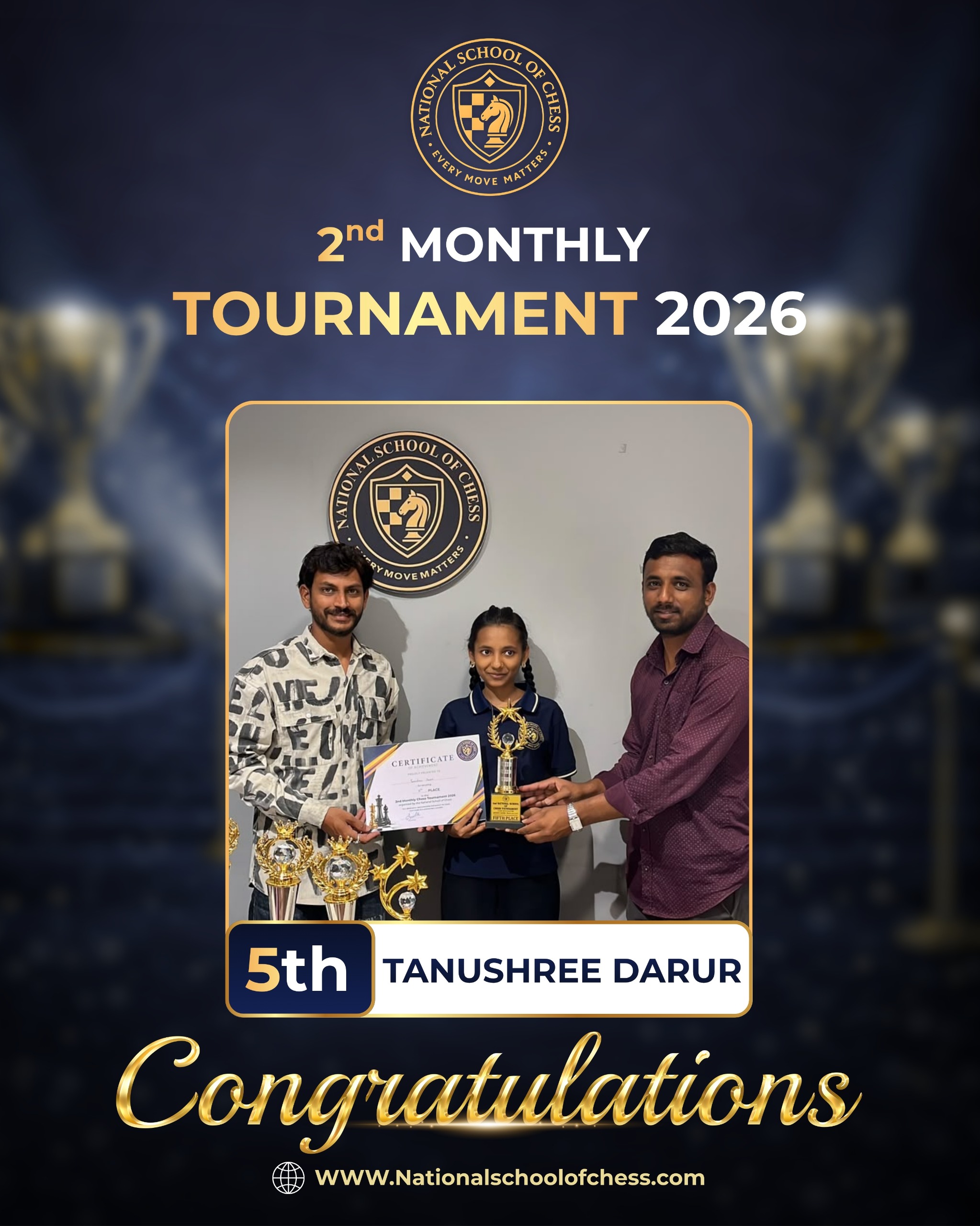 Tanushree Darur receiving 5th place trophy and certificate